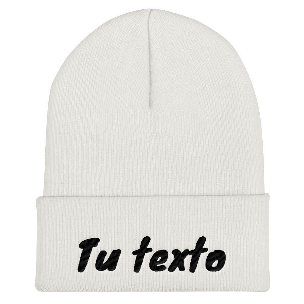 Añade tu texto - Gorro con borde vuelto personalizado