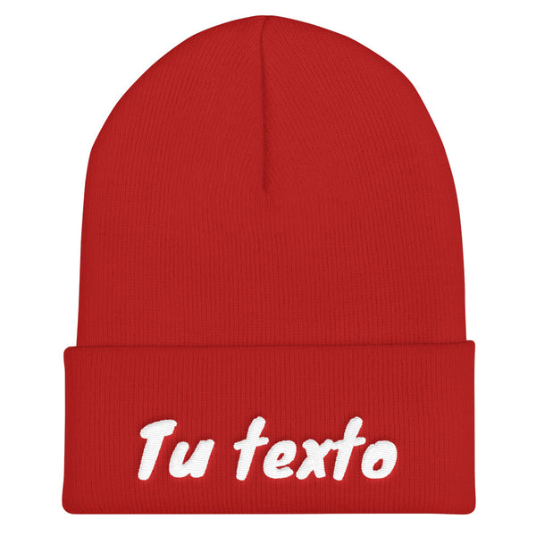 Añade tu texto - Gorro con borde vuelto personalizado